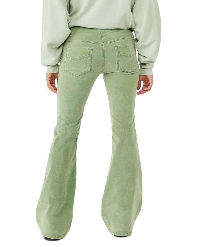 Free People Women's High Waisted Pull-On Flare Corduroy Pants - Soft Stretch Comfort for Casual Outfits & Boho Style