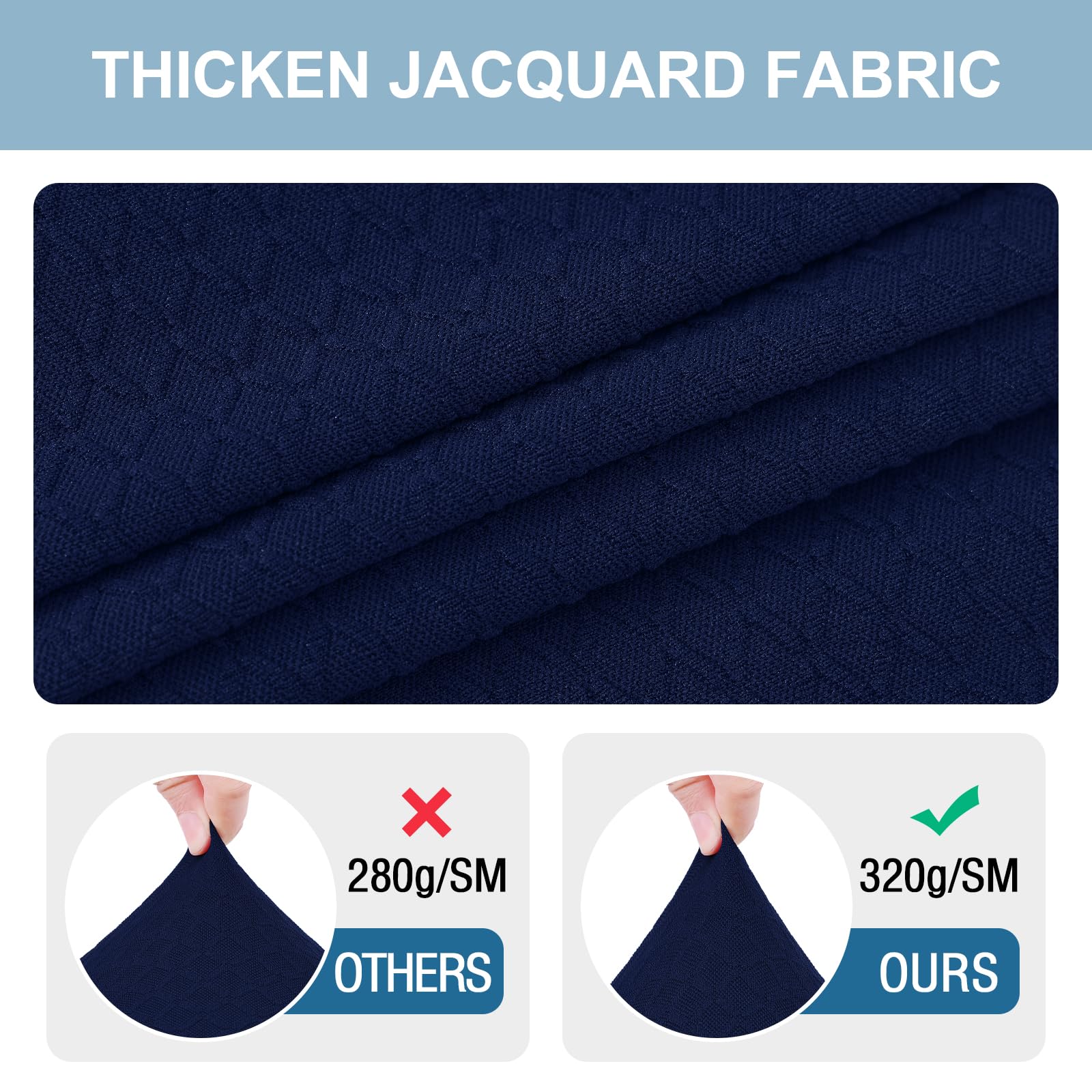 Smiry Stretch Jacquard Dining Room Chair Seat Covers Set of 4 - Washable & Removable Slipcovers for Kitchen, Dining Table, Office - Federal Blue Seat Protectors (No Back Covers)