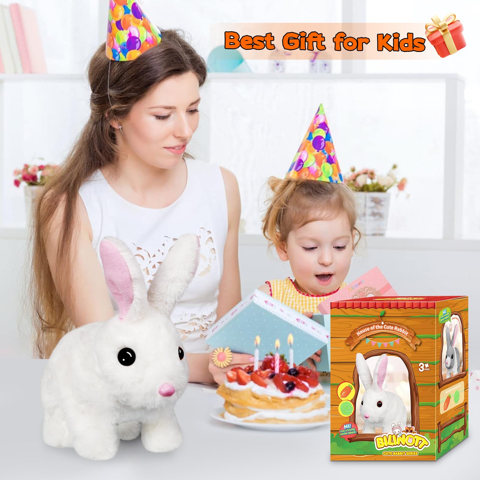 Realistic Jumping Bunny Toy for Kids - Interactive Stuffed Rabbit with Wiggling Ears & Moving Mouth - Perfect Easter, Birthday, Halloween & Christmas Gift for Children 3+ | Fun Playtime, Nursery Decor & Cuddly Companion