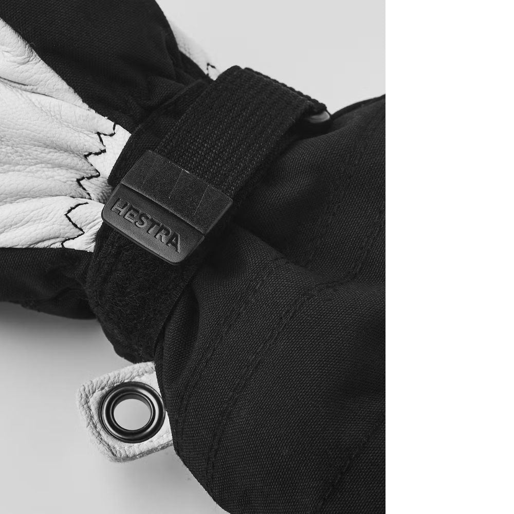Hestra Army Leather Heli Junior Ski Mittens for Kids - Black (30561 100) | Warm Winter Gloves for Snowboarding, Skiing & Outdoor Activities