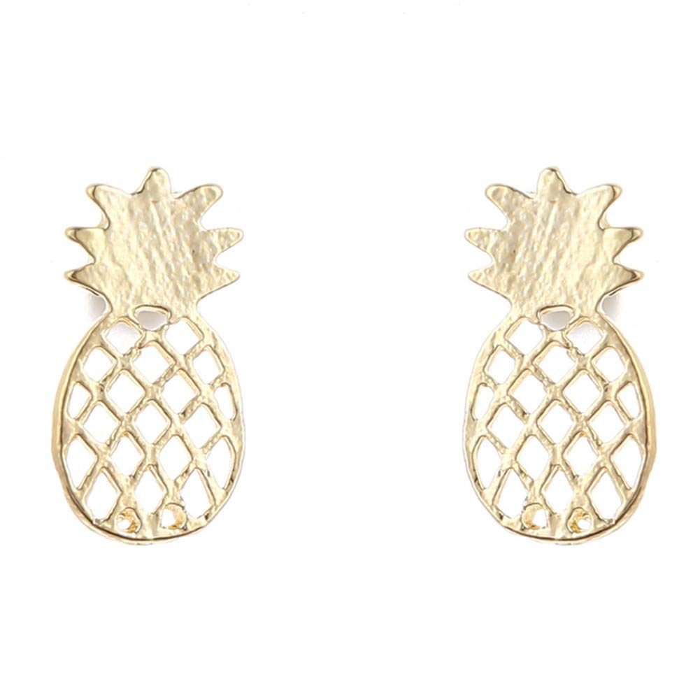 18K Gold Plated Pineapple Stud Earrings for Women - Hollow Frosted Cute Charm Earrings for Girls - Perfect for Parties, Gifts & Everyday Wear
