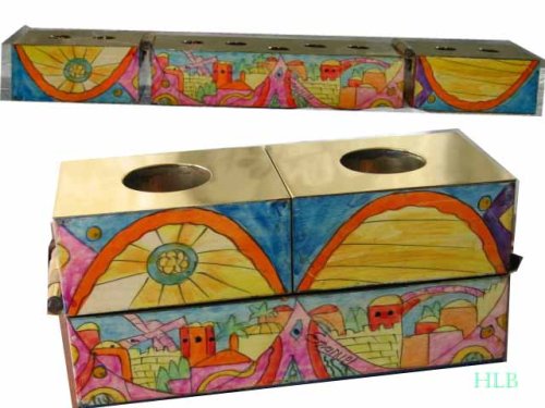 Hand-Painted Hanukah Chanukah Menorah Shabbat Candle Set by Yair Emanuel - HCS 5 - Elegant Jewish Holiday Decor for Home & Synagogue Celebrations