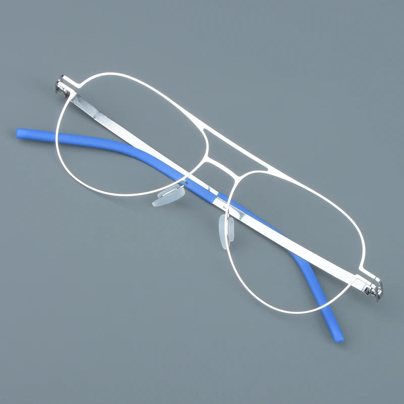 Aimee Unisex Full Rim Oval Double Bridge Steel Eyeglasses 14052 - Stylish & Durable Eyewear for Men & Women - Perfect for Work, Reading & Everyday Fashion