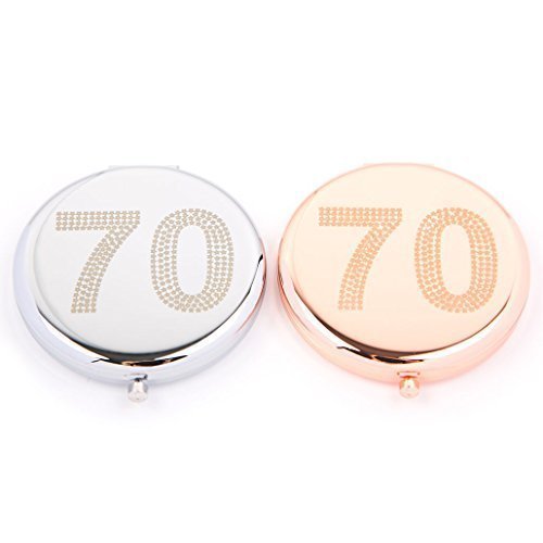 70th Birthday Compact Mirror - Elegant Silver or Rose Gold Gift for Women | Perfect for Makeup, Travel & Special Occasions