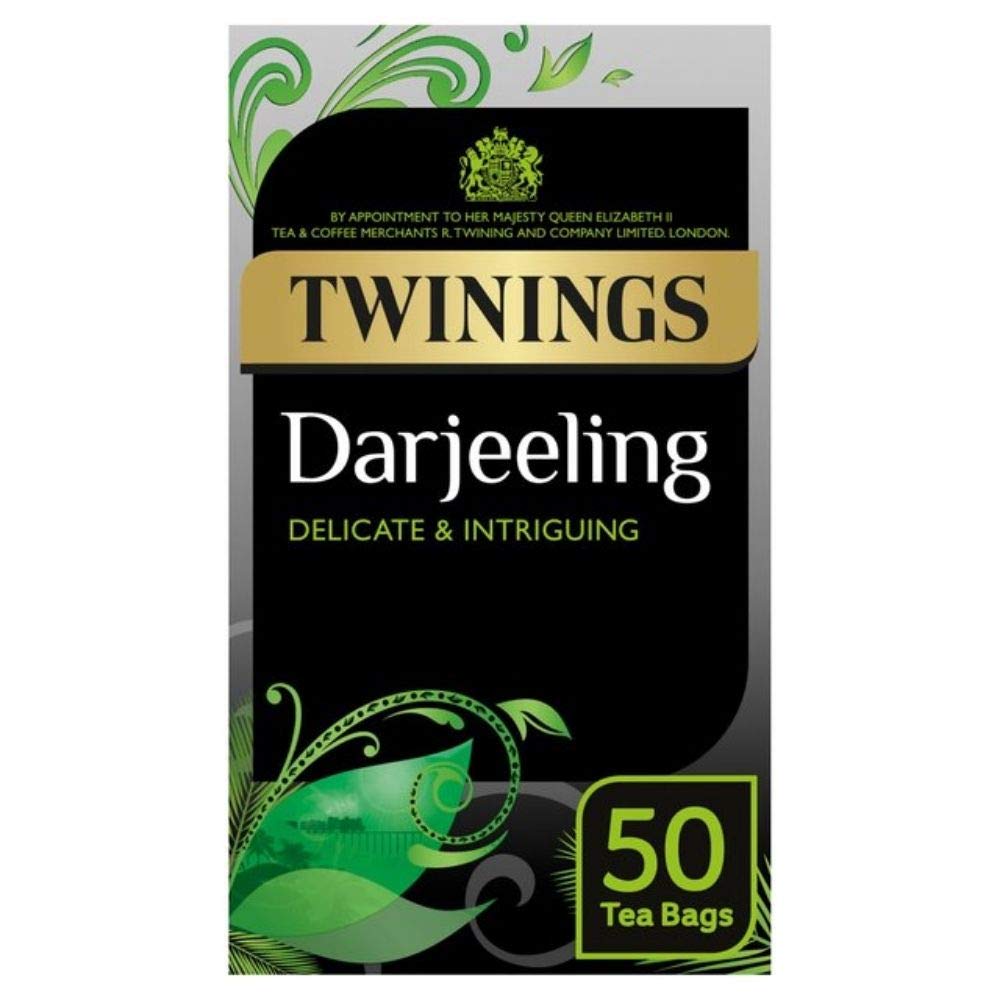 Twinings UK Darjeeling Tea Bags - 50 Count | Premium Black Tea for Morning Boost & Afternoon Relaxation | Perfect for Home, Office & Gifting