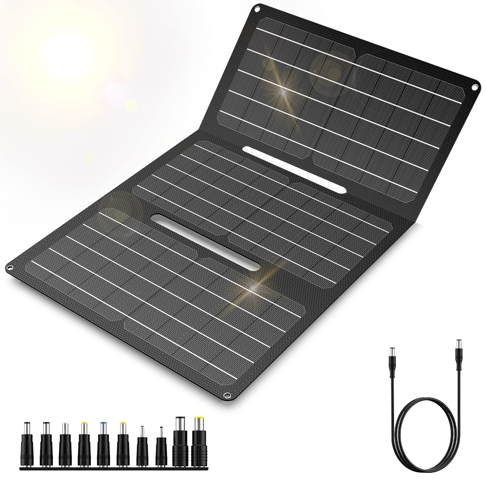 26400mAh Portable Power Bank with AC Outlet & 30W Solar Panel - 97Wh Laptop Charger, QC 3.0 Fast Charging, Foldable Solar Charger for Camping, Hiking, Travel, and Emergency Power Backup (12V Output)