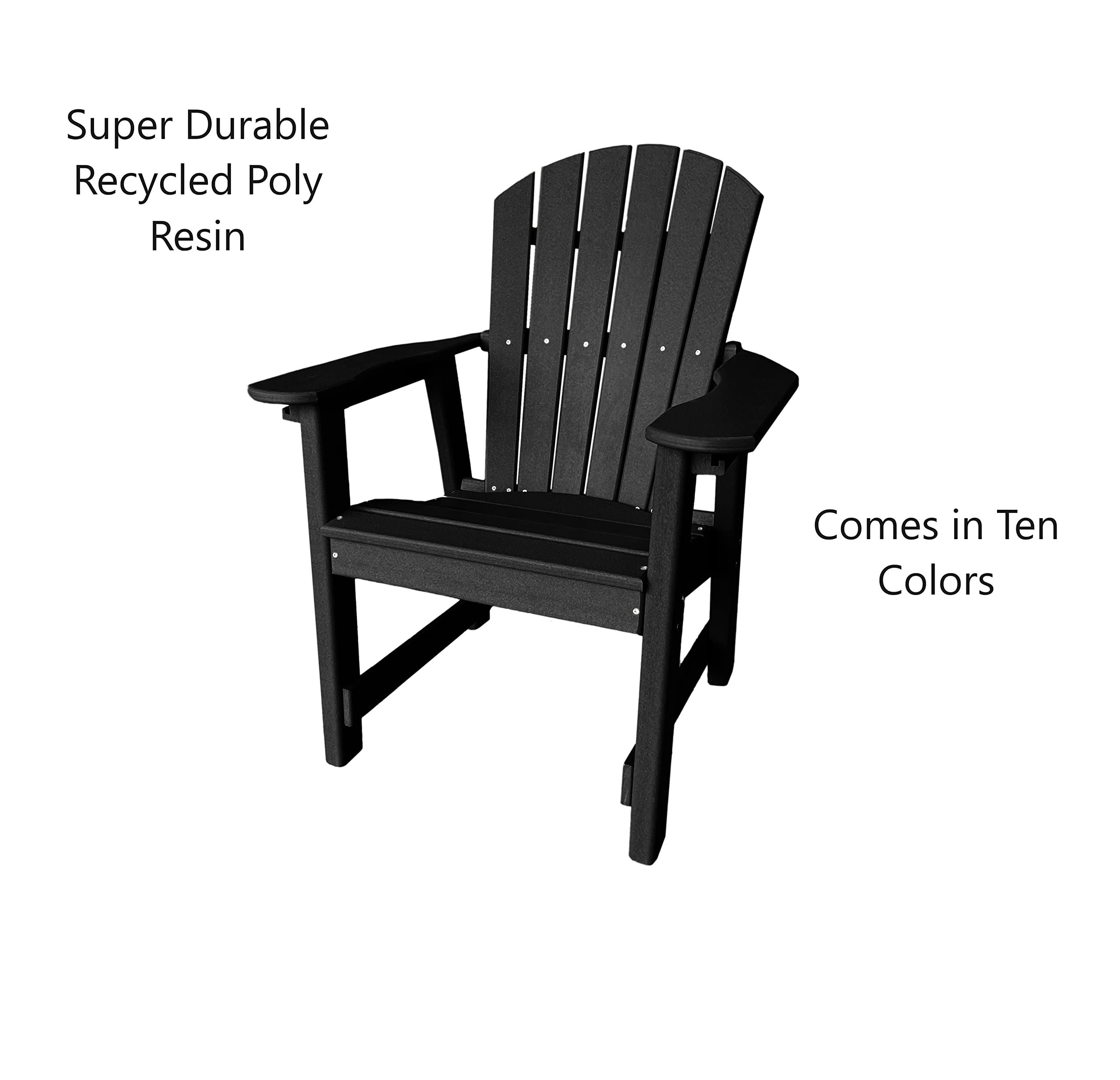 **Phat Tommy Weatherproof Outdoor Dining Chair - Heavy Duty Recycled Poly Lumber Patio Furniture, Black - Perfect for Backyard, Garden, Deck, and Poolside Relaxation**