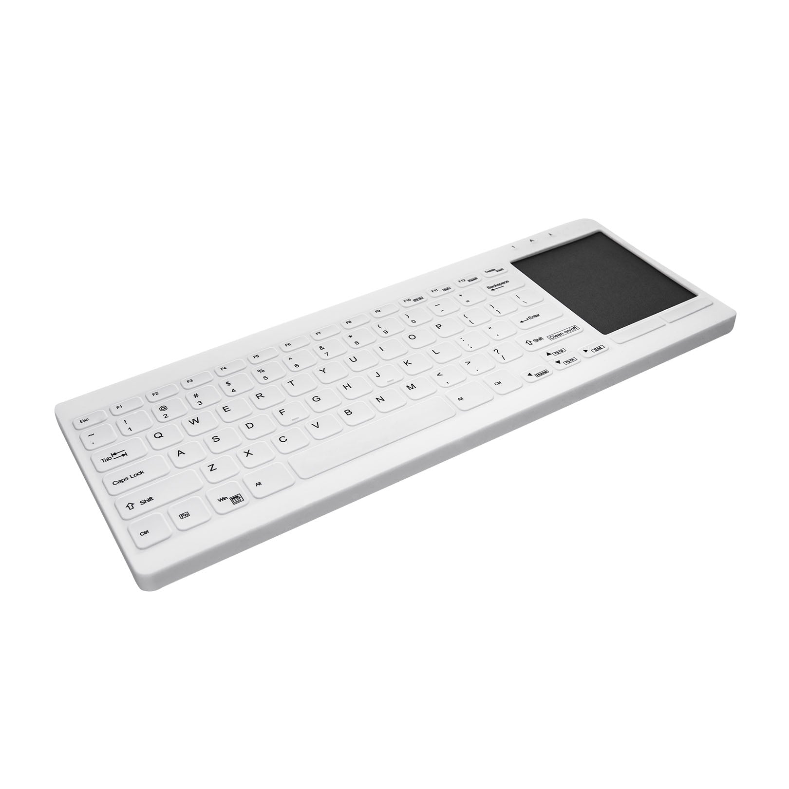 Active Key AK C4412F Ultra-Thin Wired Keyboard with Large Touchpad - White | Compact, Wipeable Design for Office, Home & Gaming Use