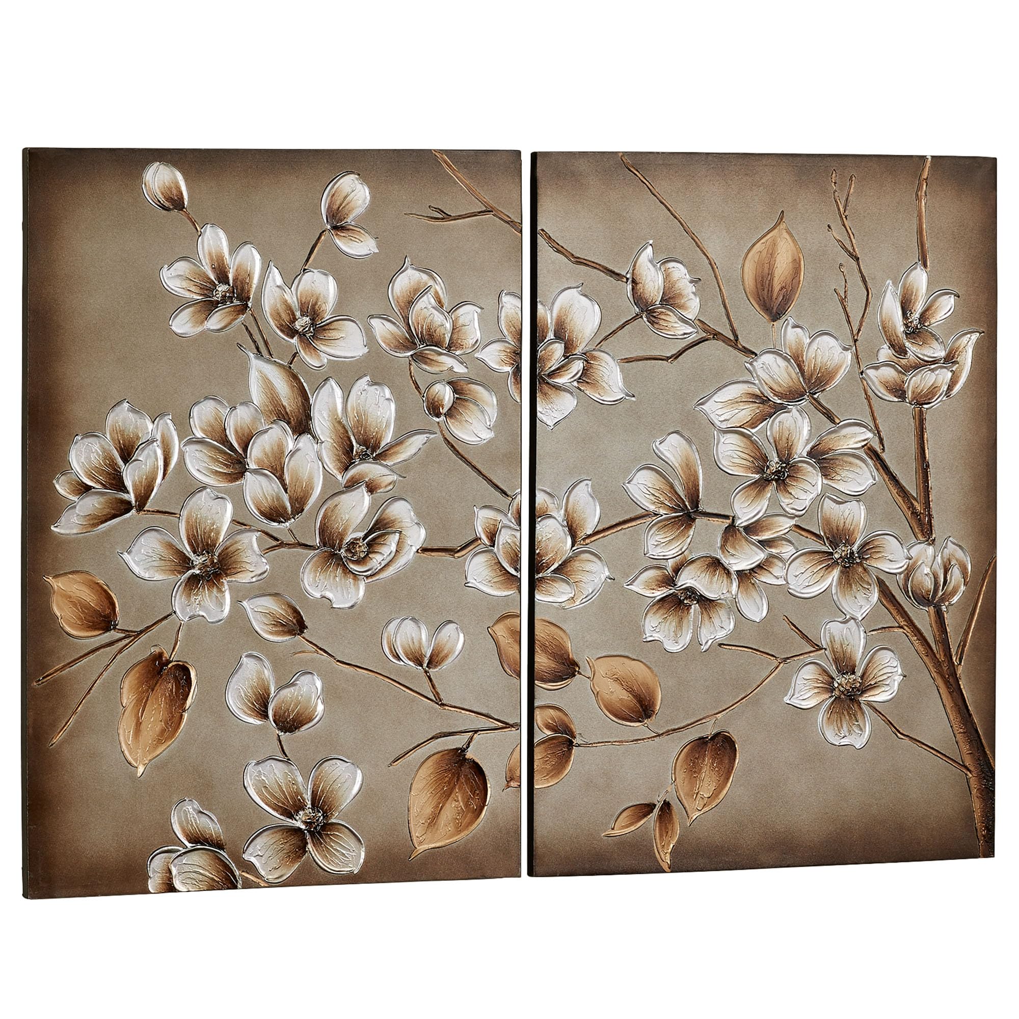Hand-Painted Branches in Bloom Floral Canvas Wall Art Set of 2 - Wood Framed Statement Painting for Home Decor | Perfect for Bedroom, Living Room, Kitchen & Bathroom | Adds Nature-Inspired Elegance to Any Space