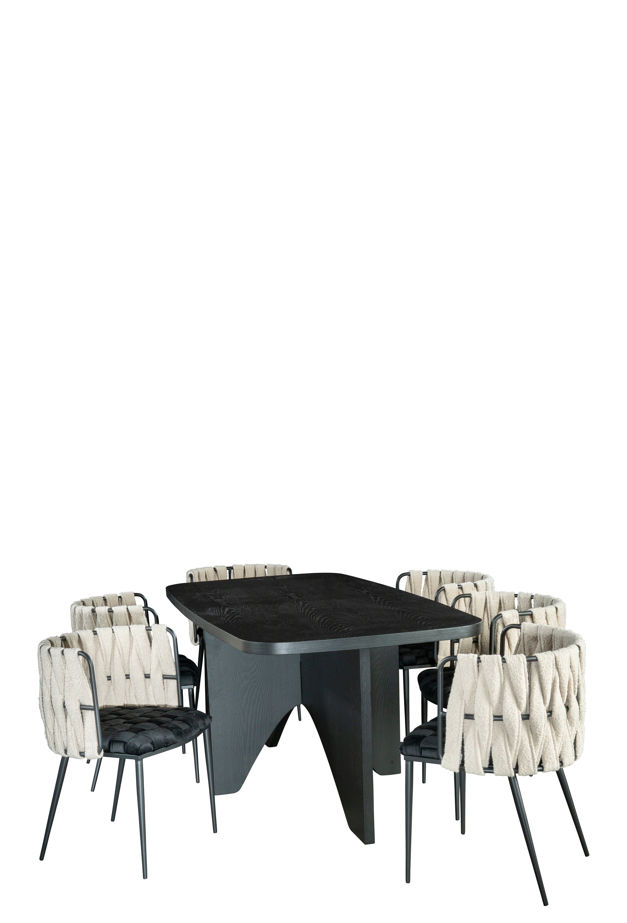 Modern Black and White Finneas Rectangular Dining Table Set - 5-Piece Kitchen & Dining Room Furniture for Small Spaces, Dinner Parties & Family Gatherings