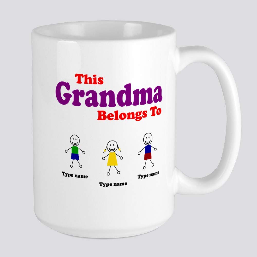 Personalized 'This Grandma Belongs To 3 Kids' Coffee Mug - 11oz/15oz Ceramic Cup for Mother's Day, Birthday & Family Gifts | Perfect for Grandma's Morning Coffee, Tea Time & Heartwarming Family Moments