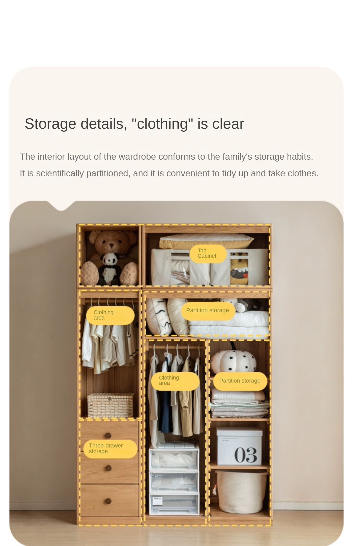 Solid Oak Wood Kids Wardrobe - Durable & Stylish Children's Closet Organizer for Bedroom, Nursery, or Playroom Storage