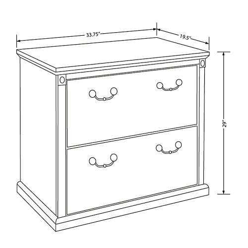 Martin Furniture Huntington Club 2-Drawer Lateral Office File Cabinet - Perfect for Home Office, Business Storage & Organization