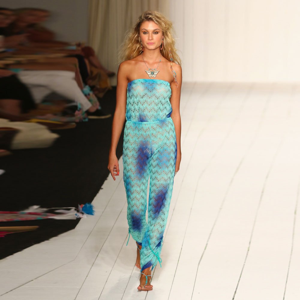 Luli Fama SIETE MARES - Crochet Strapless Jumpsuit for Women | Boho Beach Cover Up | Summer Vacation Outfit | Perfect for Pool Party, Beach Wedding & Tropical Getaway