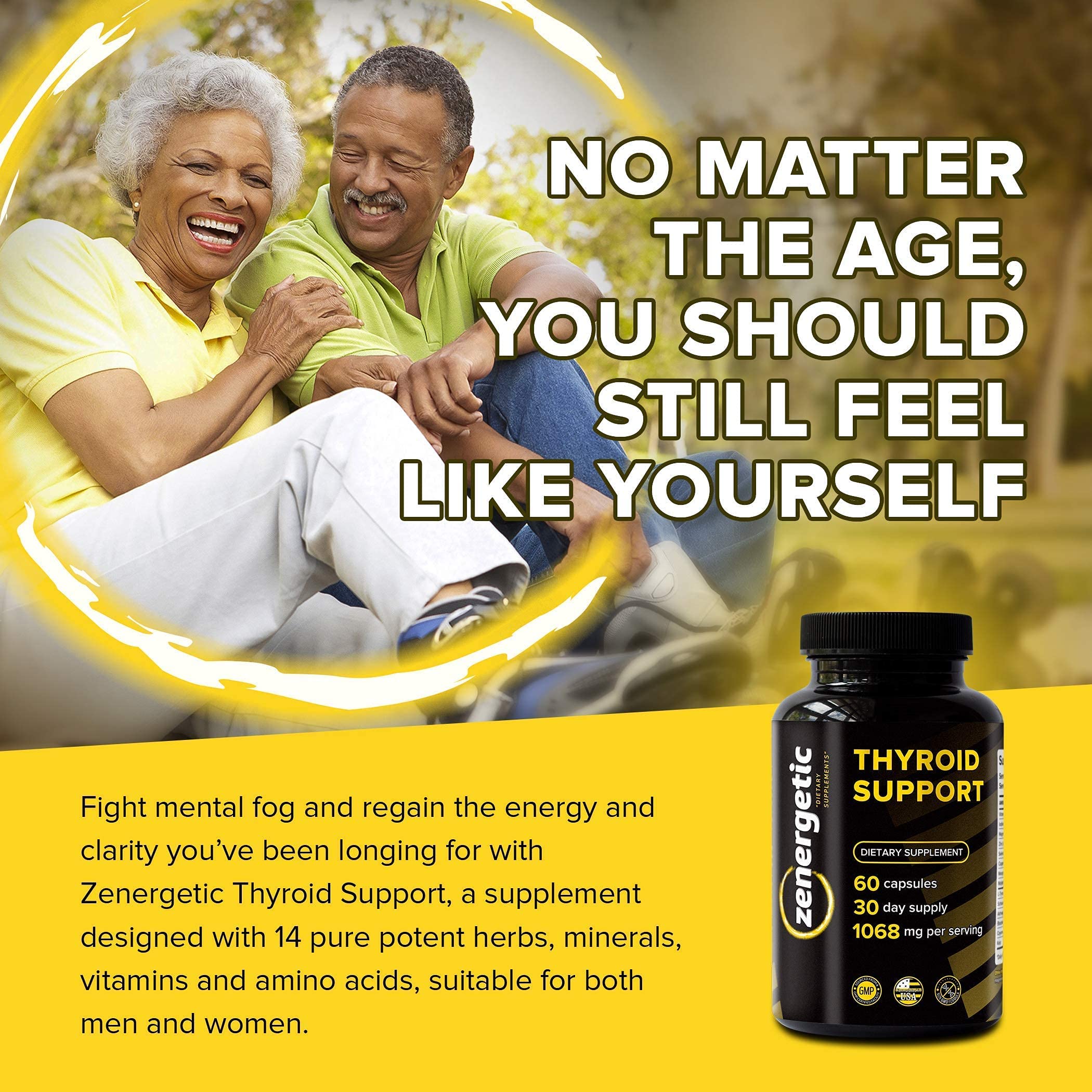Thyroid Support Supplement with L-Tyrosine & Iodine for Focus, Clarity & Metabolism | Ashwagandha, Vitamin B12, Magnesium & Schisandra | Hormone Balance for Women & Men | Non-GMO | Boost Energy & Mental Performance for Workouts & Daily Life