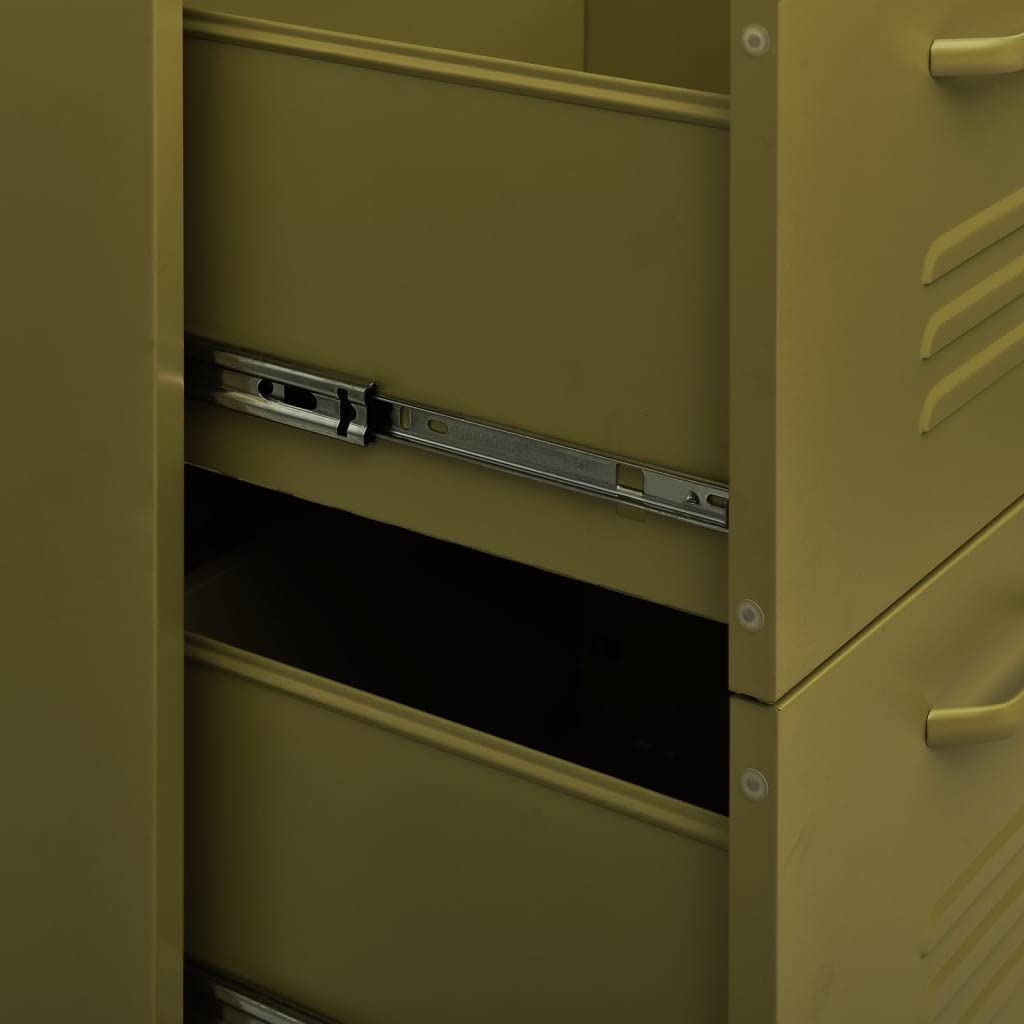 vidaXL 6-Drawer Industrial Storage Cabinet - Olive Green Steel Dresser with Fully Extendable Drawers for Easy Organization | Durable & Low-Maintenance | Perfect for Bedroom, Office or Garage Storage Solutions