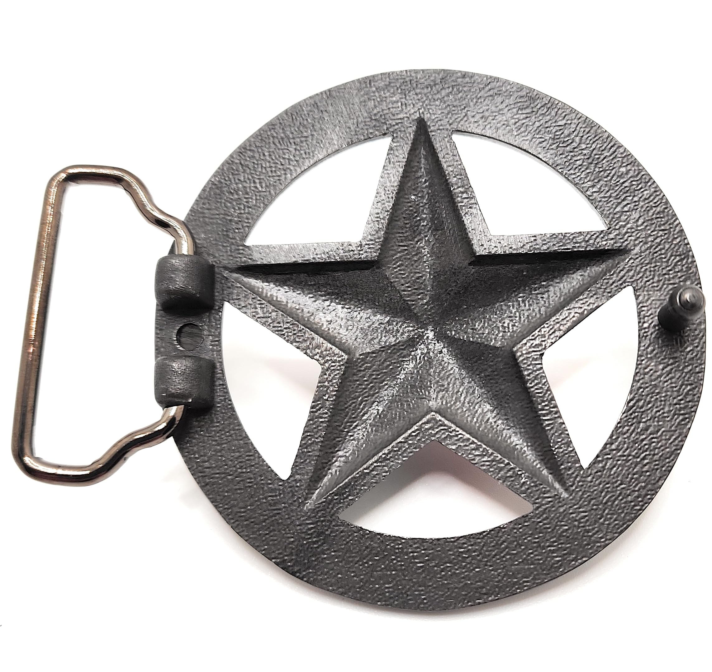 Nautical Star Belt Buckle for Men - Red & Black Heavy Duty Western Style Buckle - Perfect for Jeans, Work Pants & Cowboy Boots