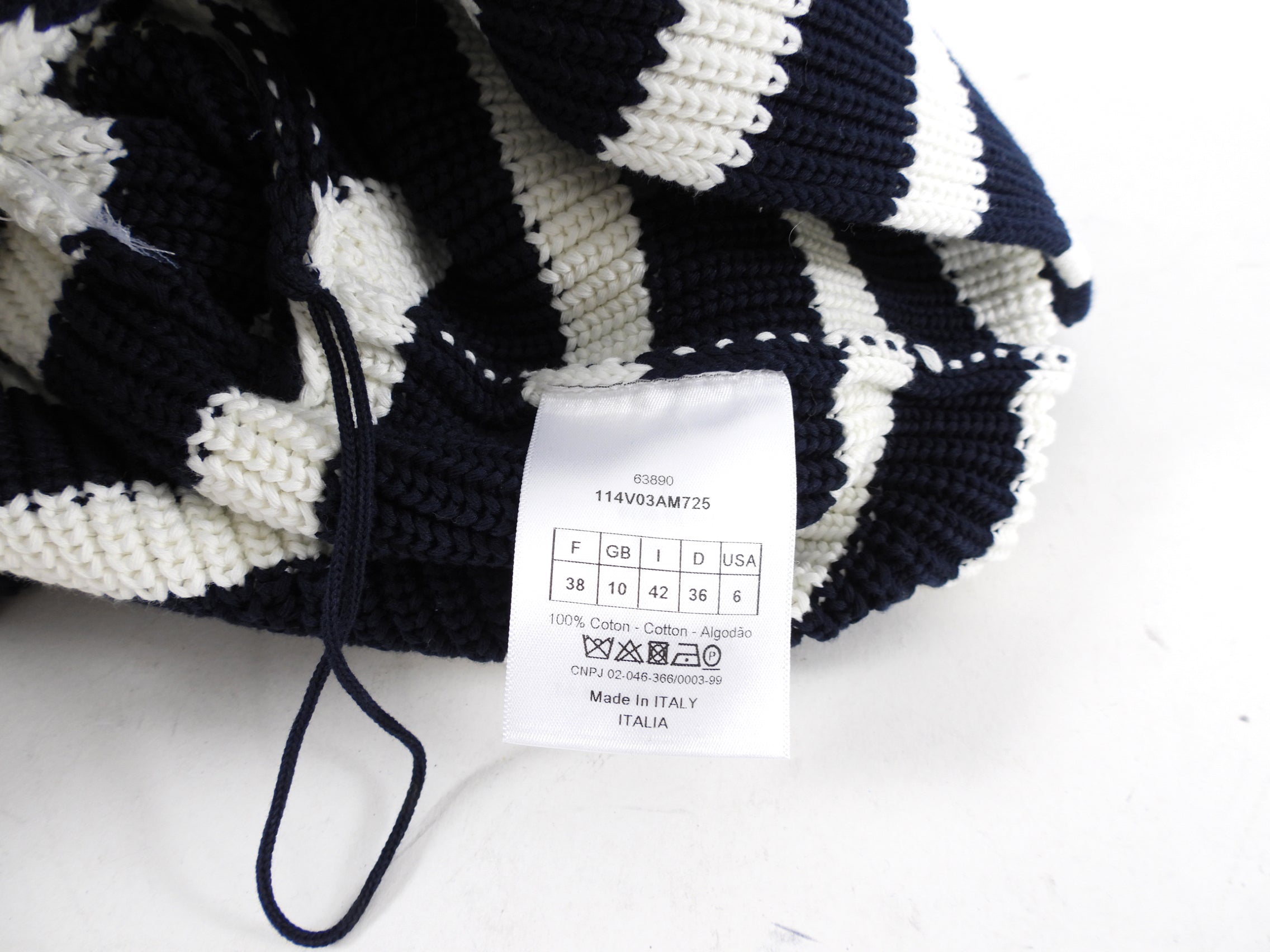 Christian Dior Cotton Stripe Sweater Jacket with CD Buttons - Women's Casual Knit Cardigan (Size S/M) | Perfect for Office Wear, Date Nights & Fall Layering