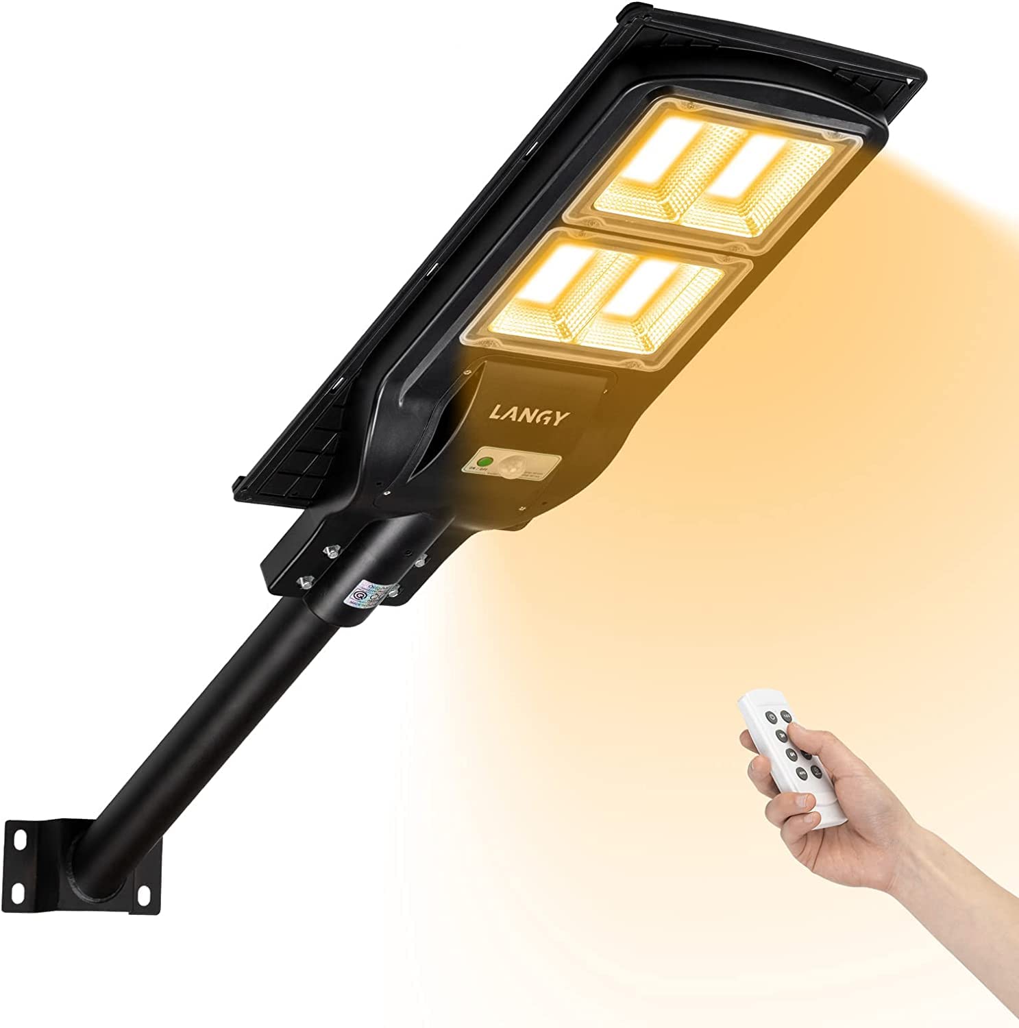 120W Solar Street Lights Outdoor - 240 LED Chips, 12000 Lumens, Motion Sensor & Dusk to Dawn, IP65 Waterproof with Remote Control - Perfect for Driveway, Garden, Barn, Sidewalk, Backyard and Pathway Lighting