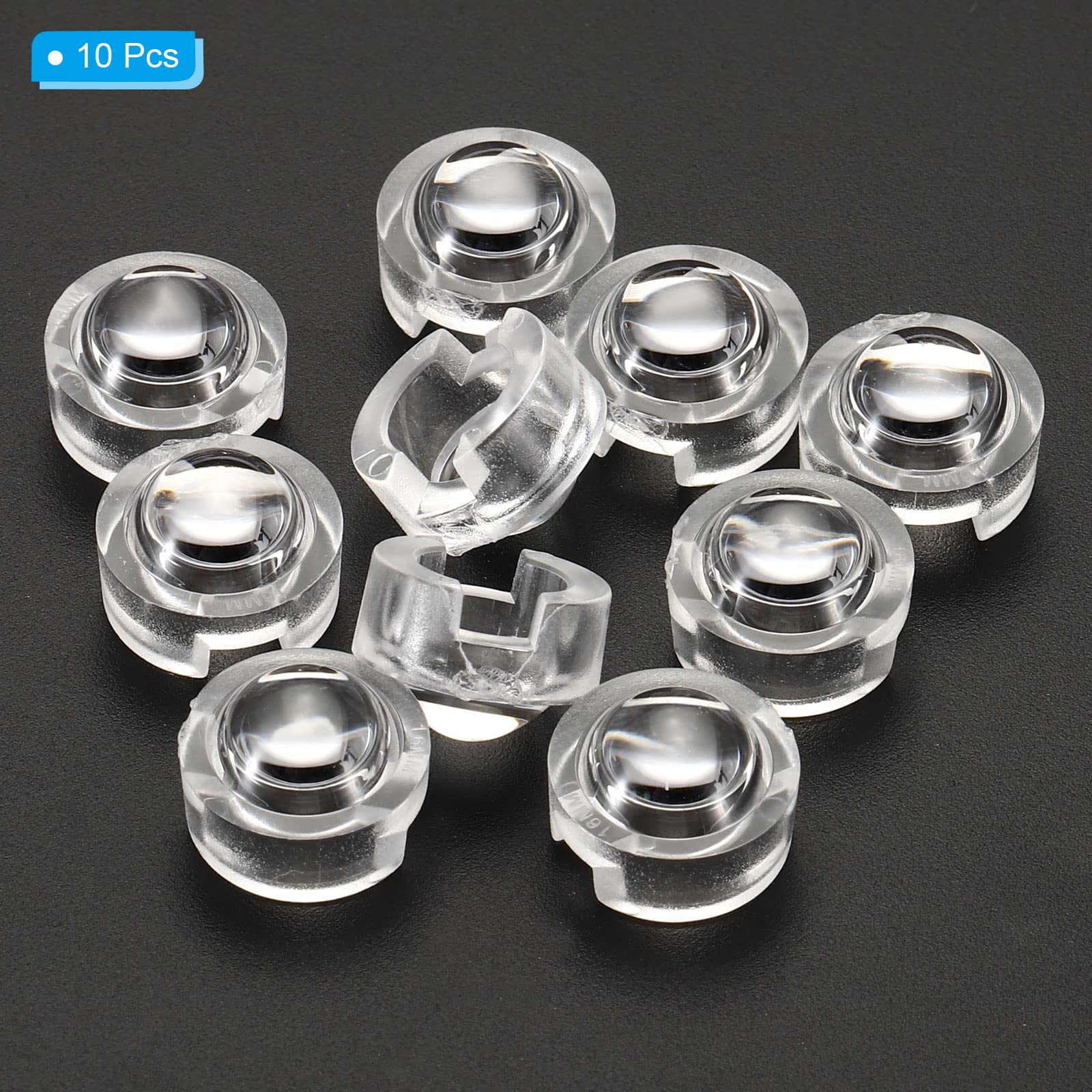 PATIKIL 13mm LED Convex Lens - 10 Pack 15° Beam Angle Acrylic Optical Condenser Lens for 1W 3W LED Beads & Infrared Cameras - Clear Transparent - Perfect for DIY Lighting Projects, Security Cameras & Stage Lighting