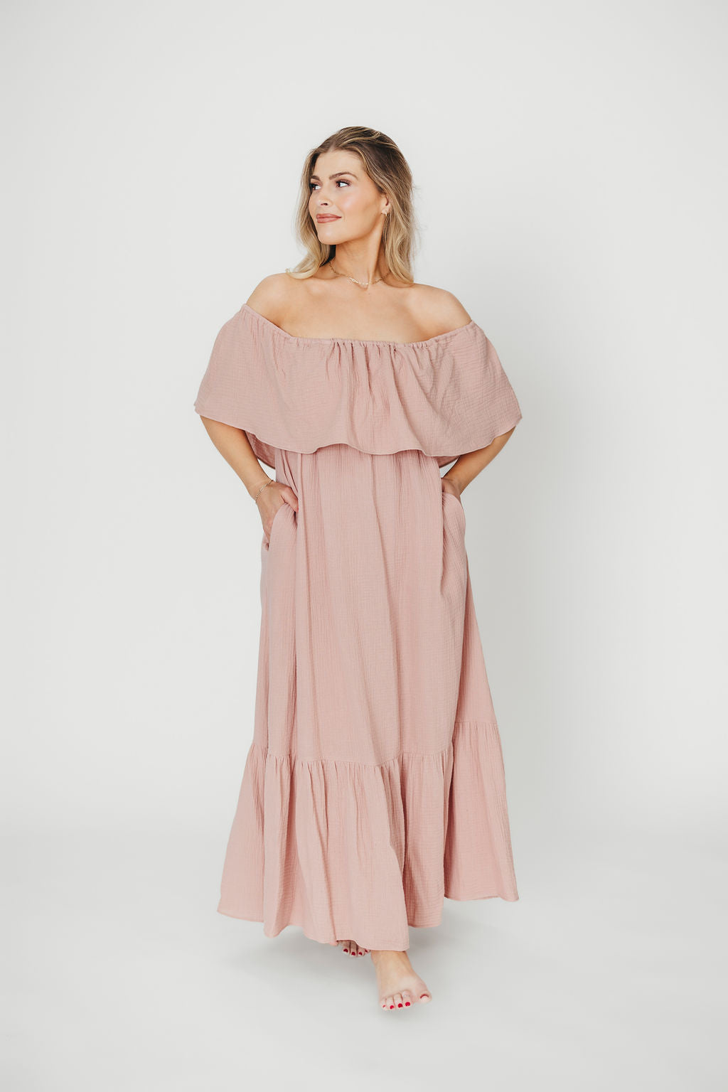 Josie 100% Cotton Maxi Dress in Rose - Bump & Nursing Friendly Maternity Dress for Pregnancy & Breastfeeding | Perfect for Casual Wear, Baby Showers & Nursing Outings