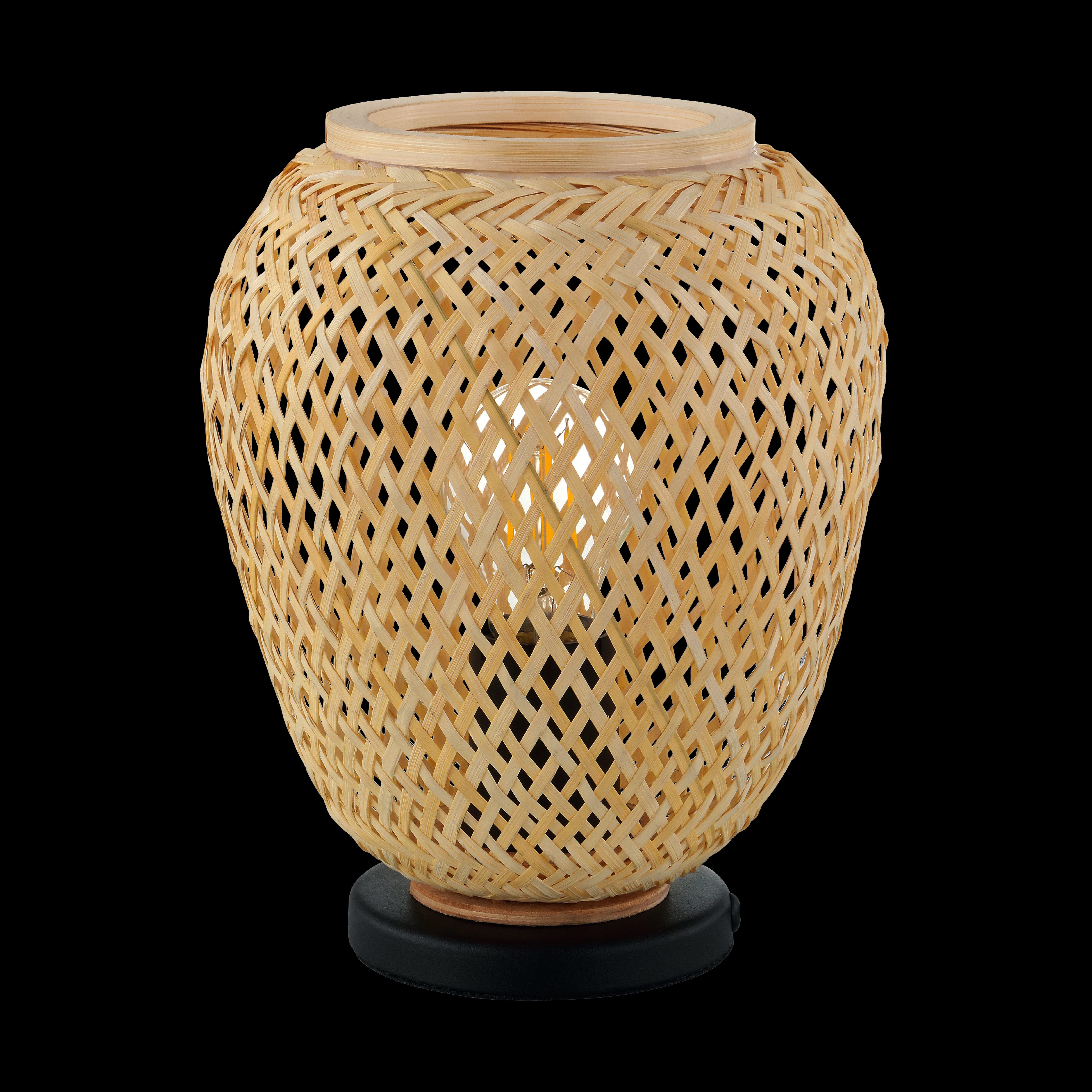 Eglo Dembleby Wicker Table Lamp - Natural Rattan Shade with LED Bulb for Bedroom, Living Room & Patio Decor - Boho Coastal Style Lighting Fixture