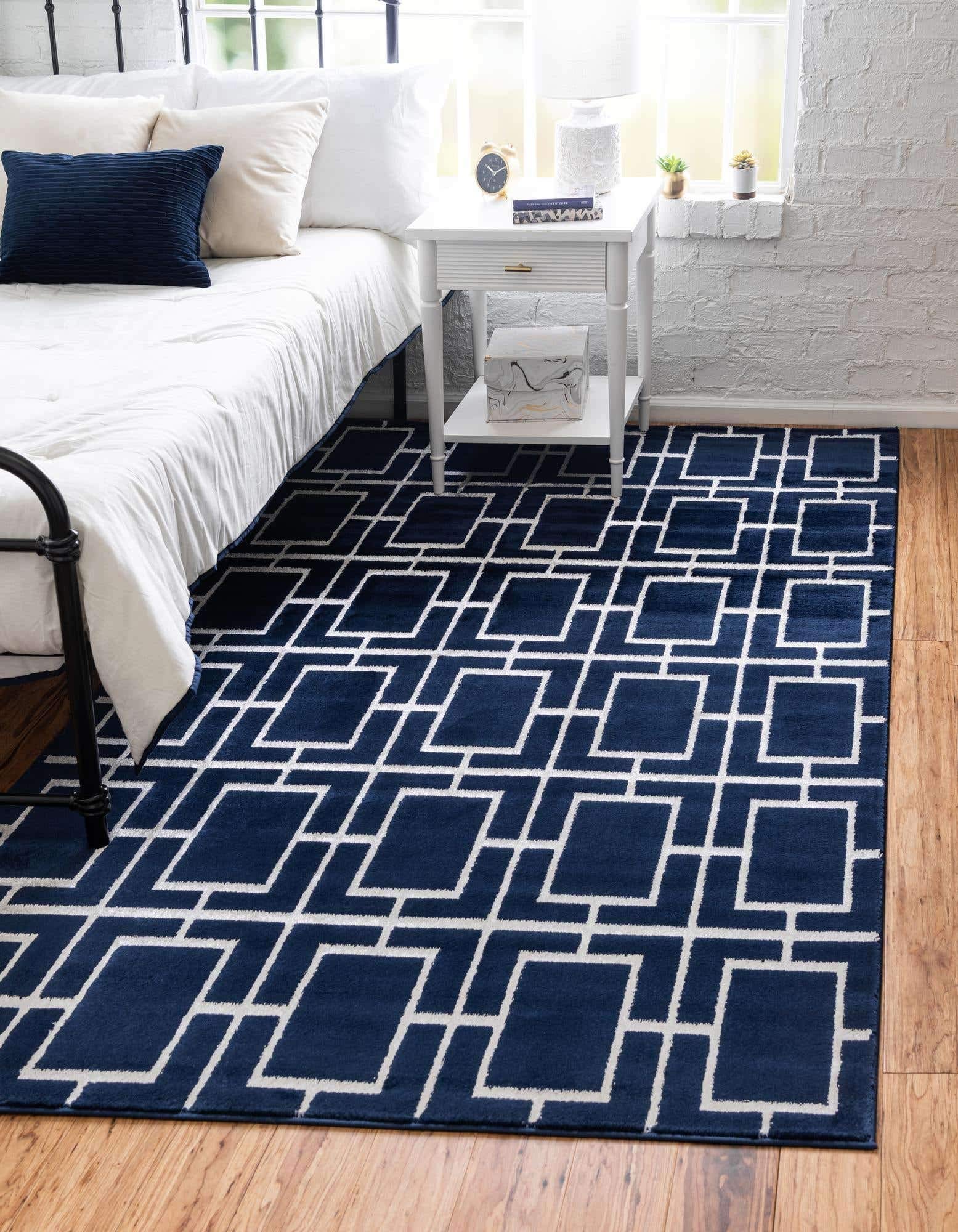 Unique Loom Marilyn Monroe Glam Collection Area Rug - 10'x13' Rectangle, Navy Blue & Silver - Vintage Hollywood Decor for Living Room, Bedroom, Office