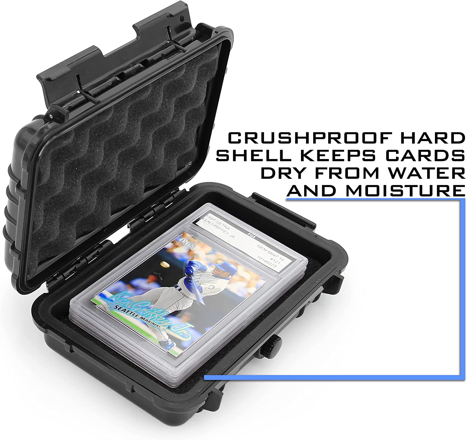 CASEMATIX Graded Card Storage Box - Airtight & Waterproof Sports Trading Card Case Holds Up To 5 PSA Graded Card Slabs - Perfect for Collectors, Card Shows & Secure Storage