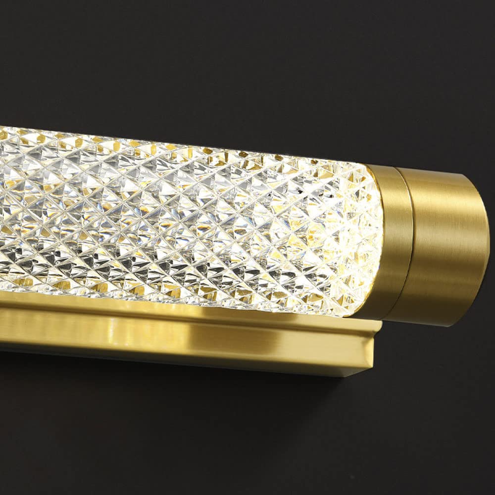 Modern LED Vanity Light Fixture with Acrylic Shade & Brass Frame - Copper Wall Mount Bathroom Mirror Lighting for Above Cabinet - Perfect for Makeup Vanity, Dressing Room & Bathroom Decor