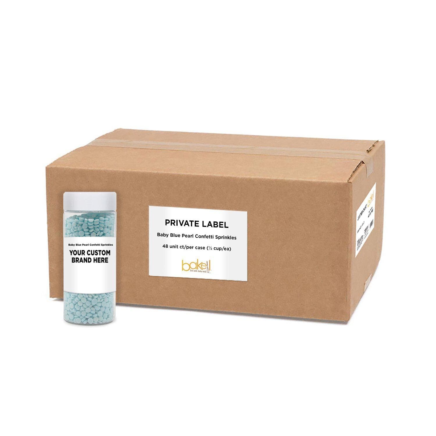 Premium Baby Blue Pearl Confetti Sprinkles for Baking & Cake Decorating - Bulk 48-Pack (Great for Birthdays, Weddings & Party Desserts)