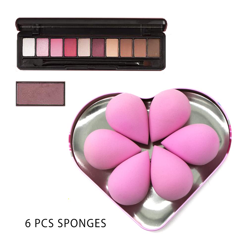 6 Pcs Soft Makeup Blender Sponges Set - Premium Beauty Blending Sponge for Foundation, Concealer, Cream & Powder - Light Pink - Perfect for Flawless Makeup Application & On-The-Go Touch Ups