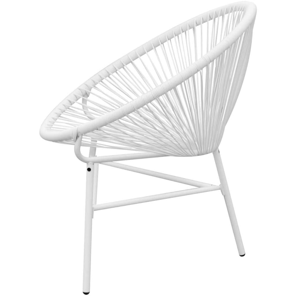 Modern All-Weather Wicker Round Lounge Chair - Indoor/Outdoor Use - White Poly Rattan Moon Chair for Beach, Backyard, Deck, Patio & Garden - Perfect for Relaxing, Sunbathing & Outdoor Dining (Fast Shipping)