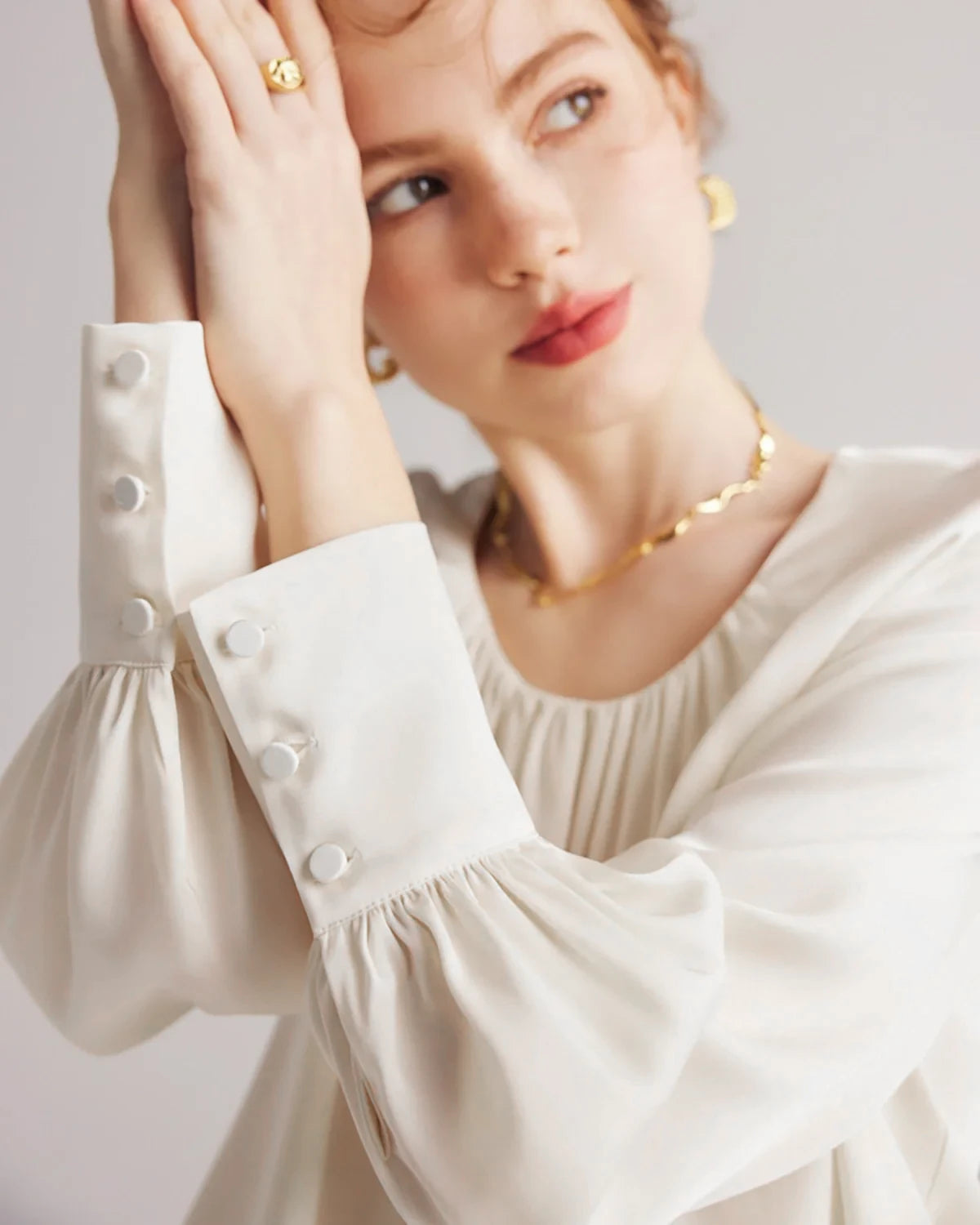 Elegant Pleated Round Neck Silk Blouse for Women | Soft & Breathable Luxury Shirt | Perfect for Office Wear, Date Night & Special Occasions
