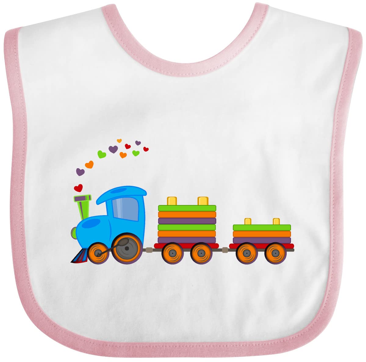Inktastic Colorful Toy Train Baby Bib - Soft & Absorbent Drool Bib for Infants & Toddlers - Perfect for Feeding, Teething & Playtime