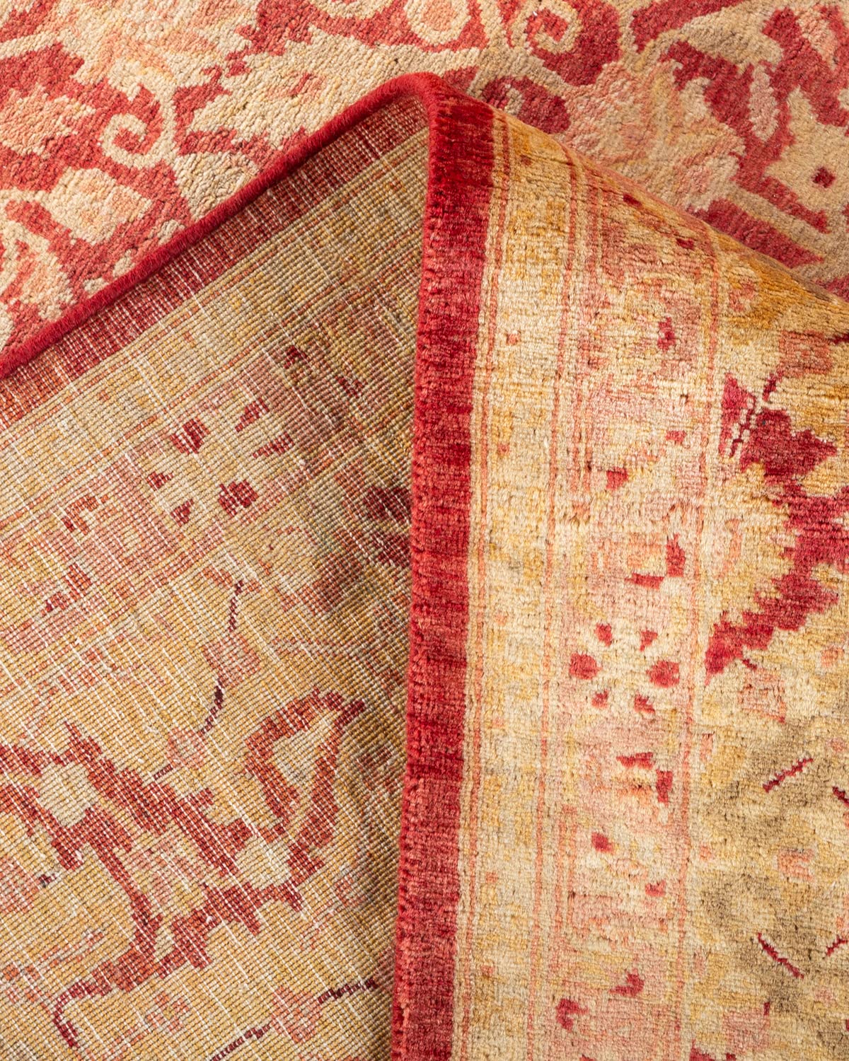 Handmade Wool Oriental Mogul Orange 6x9 Area Rug - Traditional Hand-Knotted One-of-a-Kind Solo Rugs for Living Room, Bedroom & Home Decor