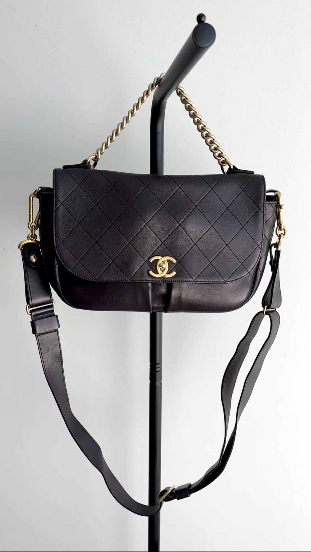 Chanel Black Quilted Leather Paris in Rome Messenger Bag for Women - Luxury Crossbody Purse for Travel, Work & Evening Out