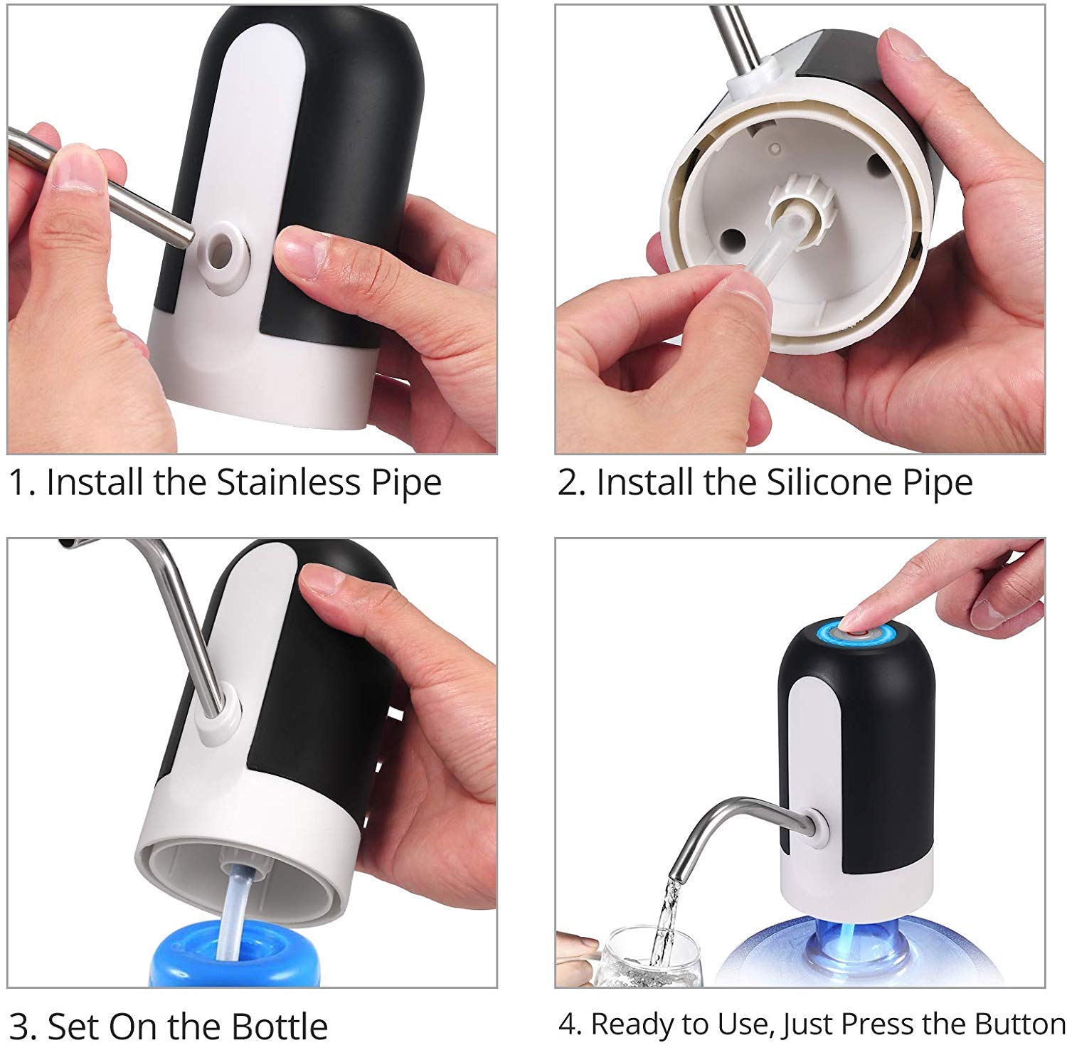 5 Gallon Water Dispenser with USB Pump - Reusable for Home & Office