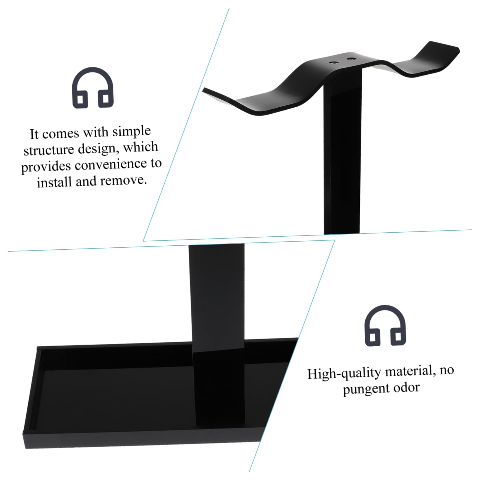 HEMOTON Acrylic Headphone Stand - 4 Pack Desk Headset Holder Hanger Hook for Kids & Adults | Perfect for Gaming, Office, and Home Organization