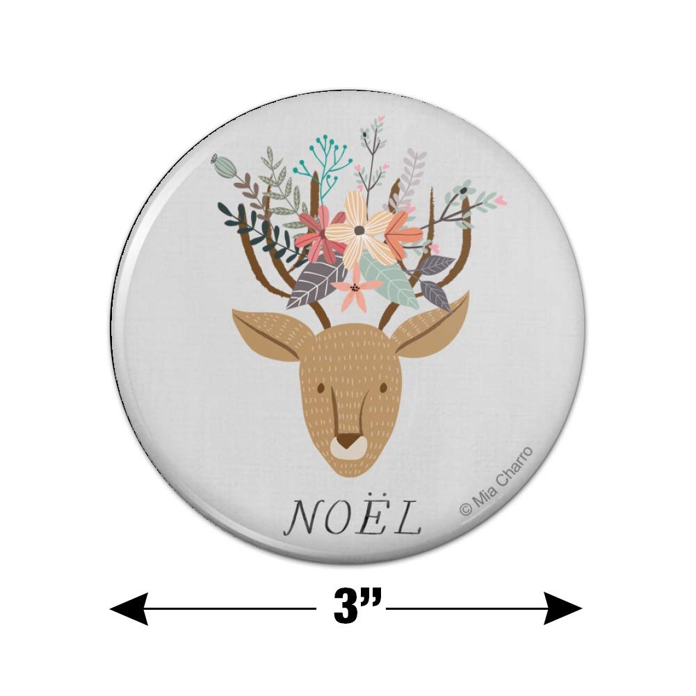 Christmas Deer with Flowers Refrigerator Magnet - Holiday Kitchen Decor for Fridge, Lockers & Cabinets - Festive Home & Office Decoration