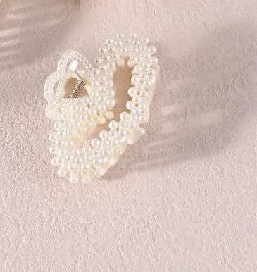 Elegant Pearl Hair Claw Clips for Women & Girls - 3 Pack Plastic Hair Barrettes & Clutches for Thick Hair - Perfect for Updos, Ponytails & Everyday Styling