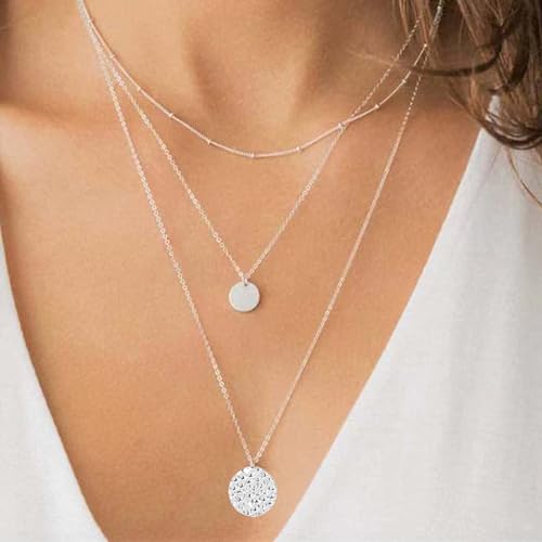 A:Silver Layer Coin Necklace