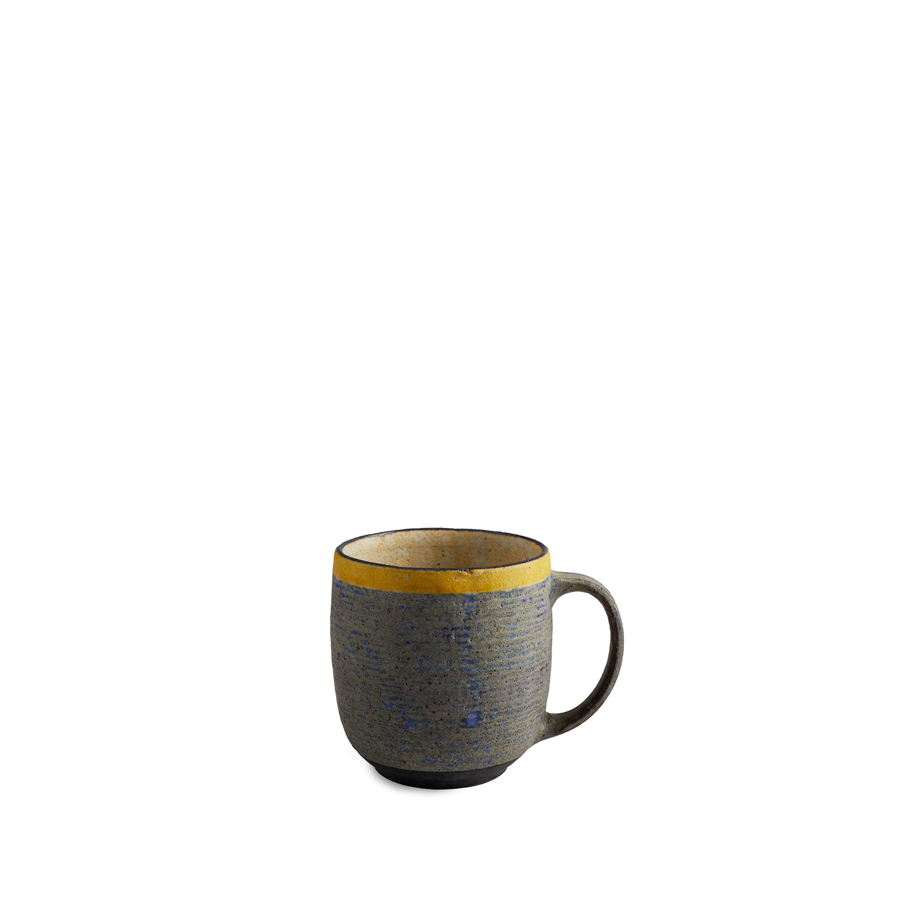 22 oz Large Coffee Mug in Indigo with Yellow Ring - Perfect for Home, Office & Gift Giving