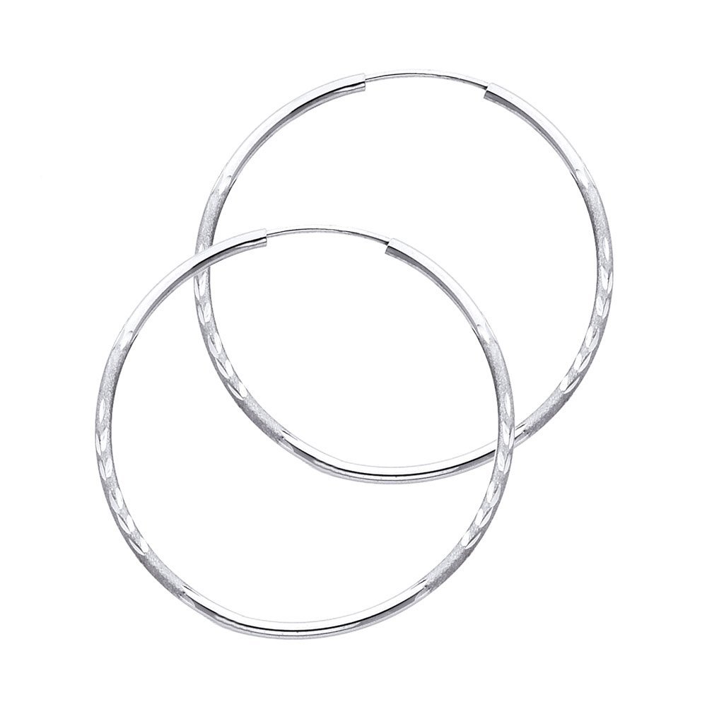 14K White Gold 1.5mm Thin Endless Hoop Earrings for Women - 30mm Diameter Circle Huggie Earrings - Perfect for Everyday Wear, Date Night & Gift Giving