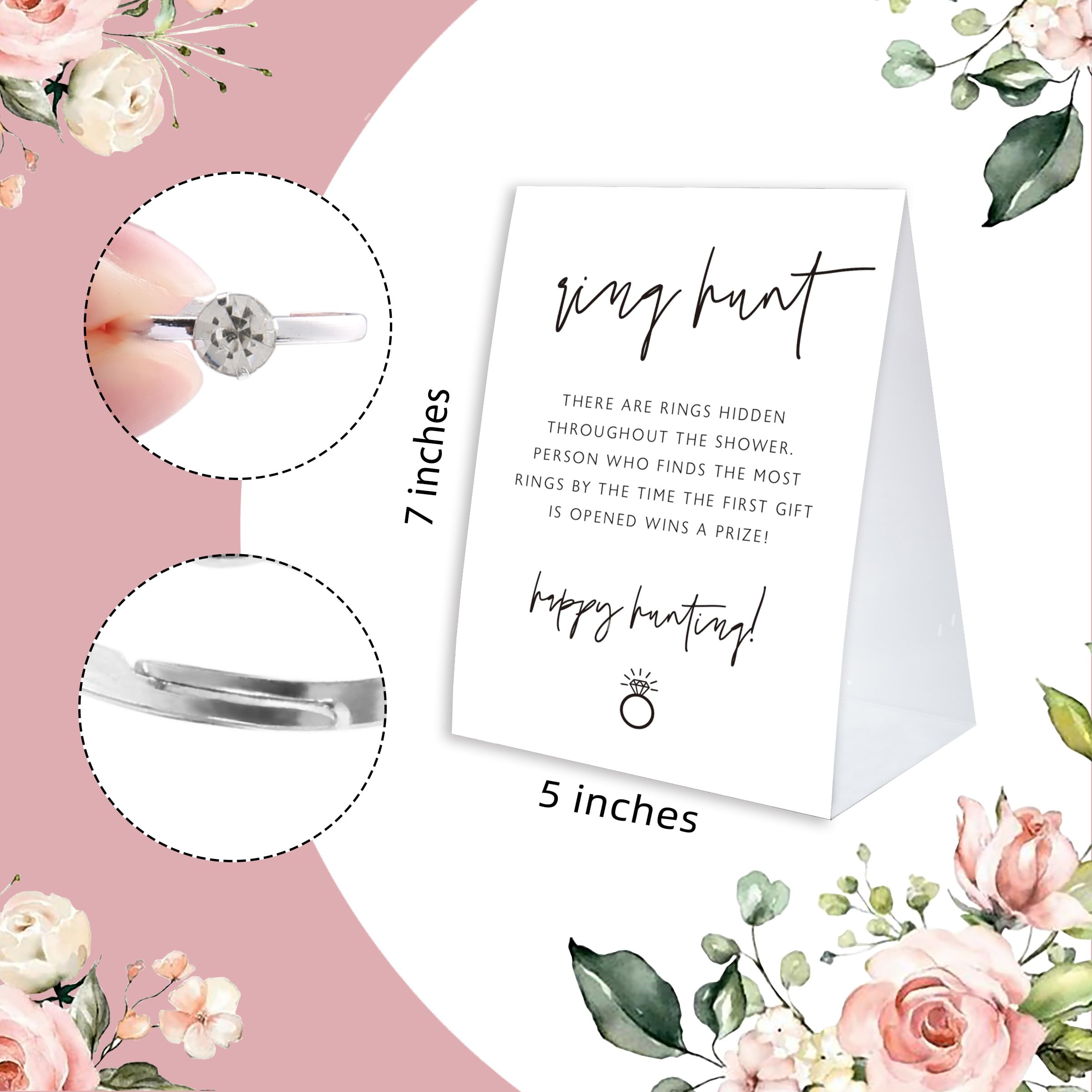 Bridal Shower Ring Hunt Game Set - 30 Fake Rings for Wedding Party Games, Bachelorette Party Activities & Bridal Decorations - Fun Guest Icebreaker for Bridal Showers & Wedding Receptions (RH12)