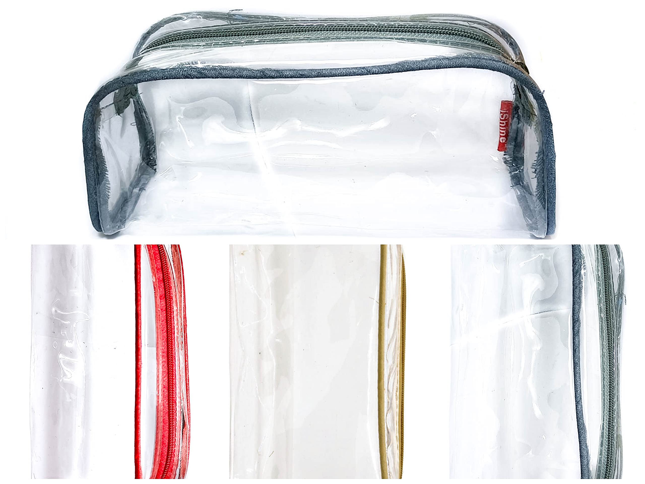 iShine Clear Travel Zipper Pouch for Men & Women - Multipurpose Transparent Cosmetic Bag (Medium, Pack of 2) - Perfect for Toiletries, Makeup & Travel Essentials Organization