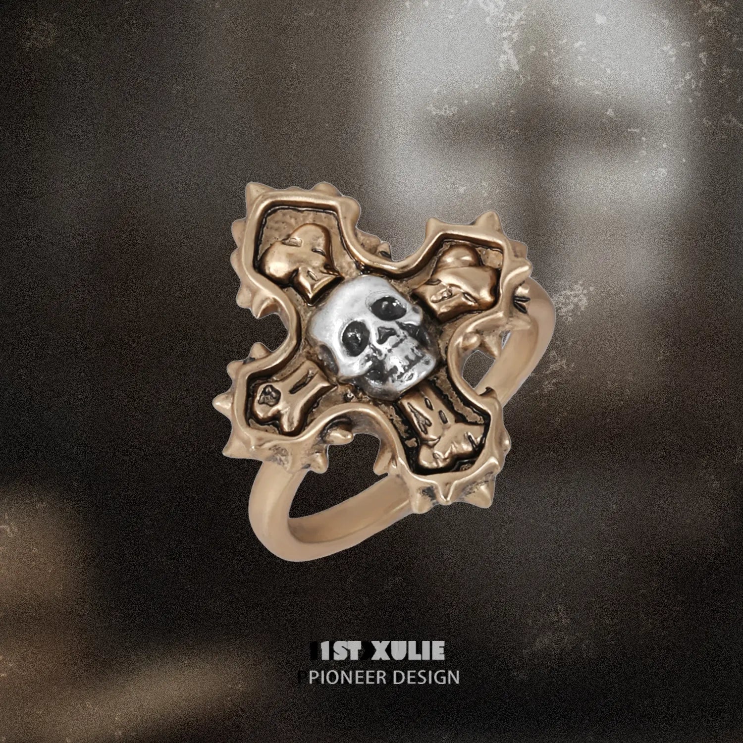 Vintage 18K Gold Plated Skull Ring for Men & Women - Gothic Punk Jewelry for Halloween, Costume Parties & Everyday Edgy Fashion Accessories