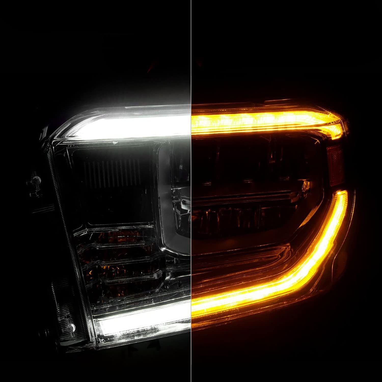 Toyota Tundra 2014-2021 LED Crystal Headlights - Switchback Plank Style Chrome (High/Low Beam) - Direct Replacement for OEM Halogen Models with LED DRL - Upgrade Your Truck's Lighting for Night Driving & Off-Road Adventures