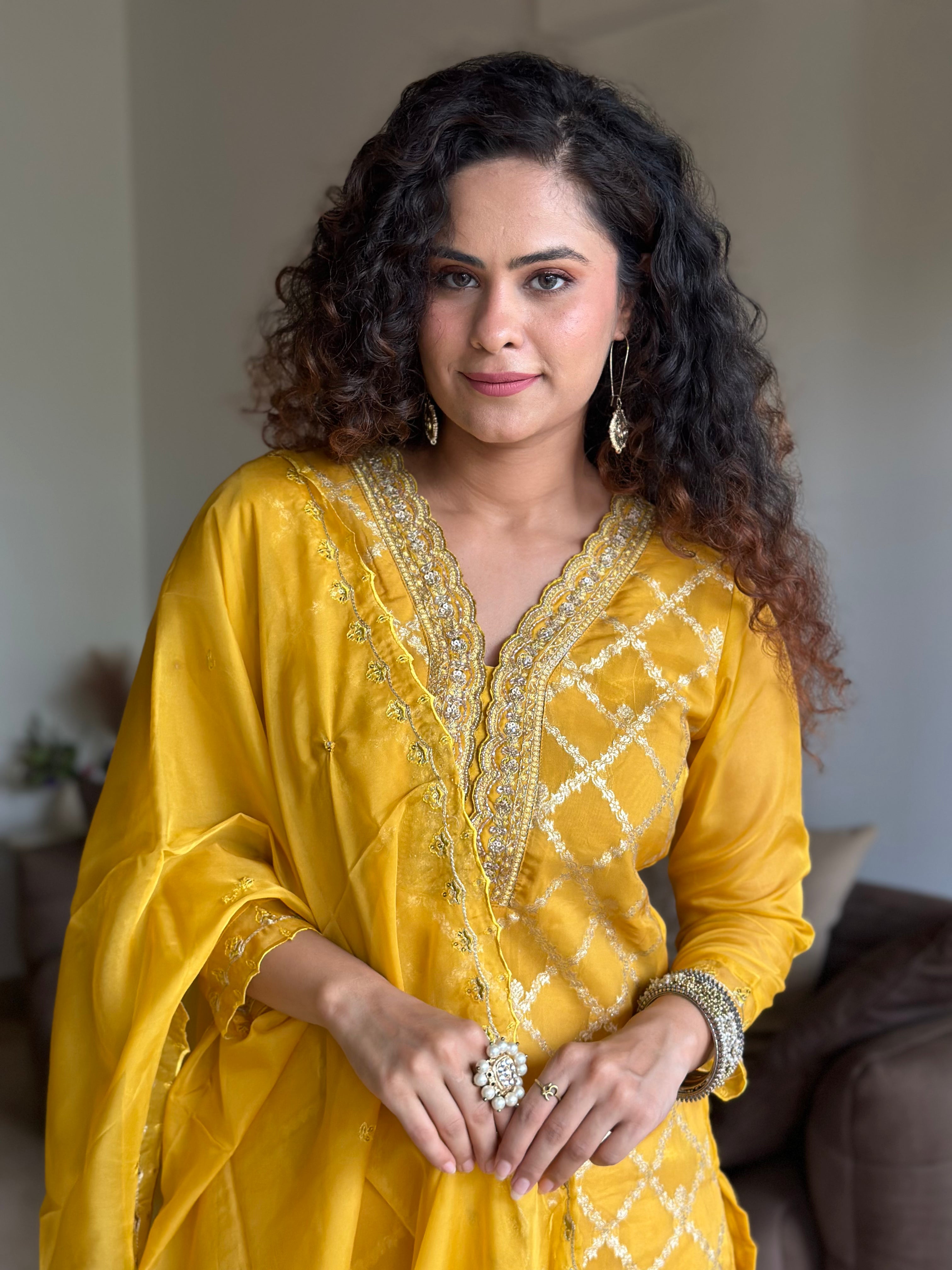 Stylish Bright Yellow Kurta Suit Set for Women | Traditional Indian Ethnic Outfit | Perfect for Festivals, Weddings & Special Occasions