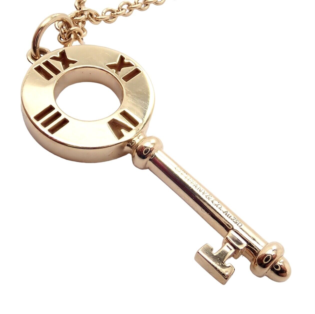 Authentic Tiffany & Co 18k Rose Gold Atlas Diamond Key Pendant Necklace for Women - Elegant Jewelry Gift for Anniversary, Birthday & Special Occasions