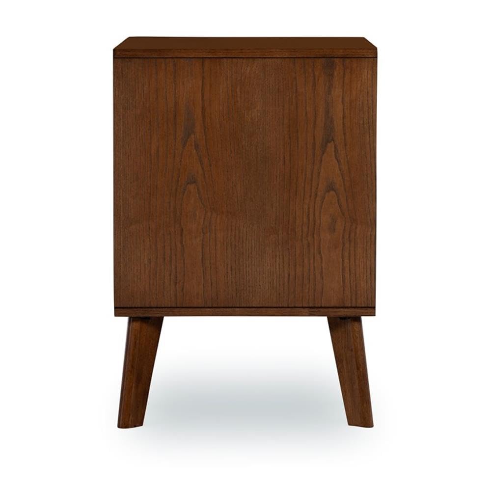 Linon Moore Nightstand with 2 Drawers, Tapered Legs - Medium Brown Wood Finish for Bedroom, Living Room, or Guest Room